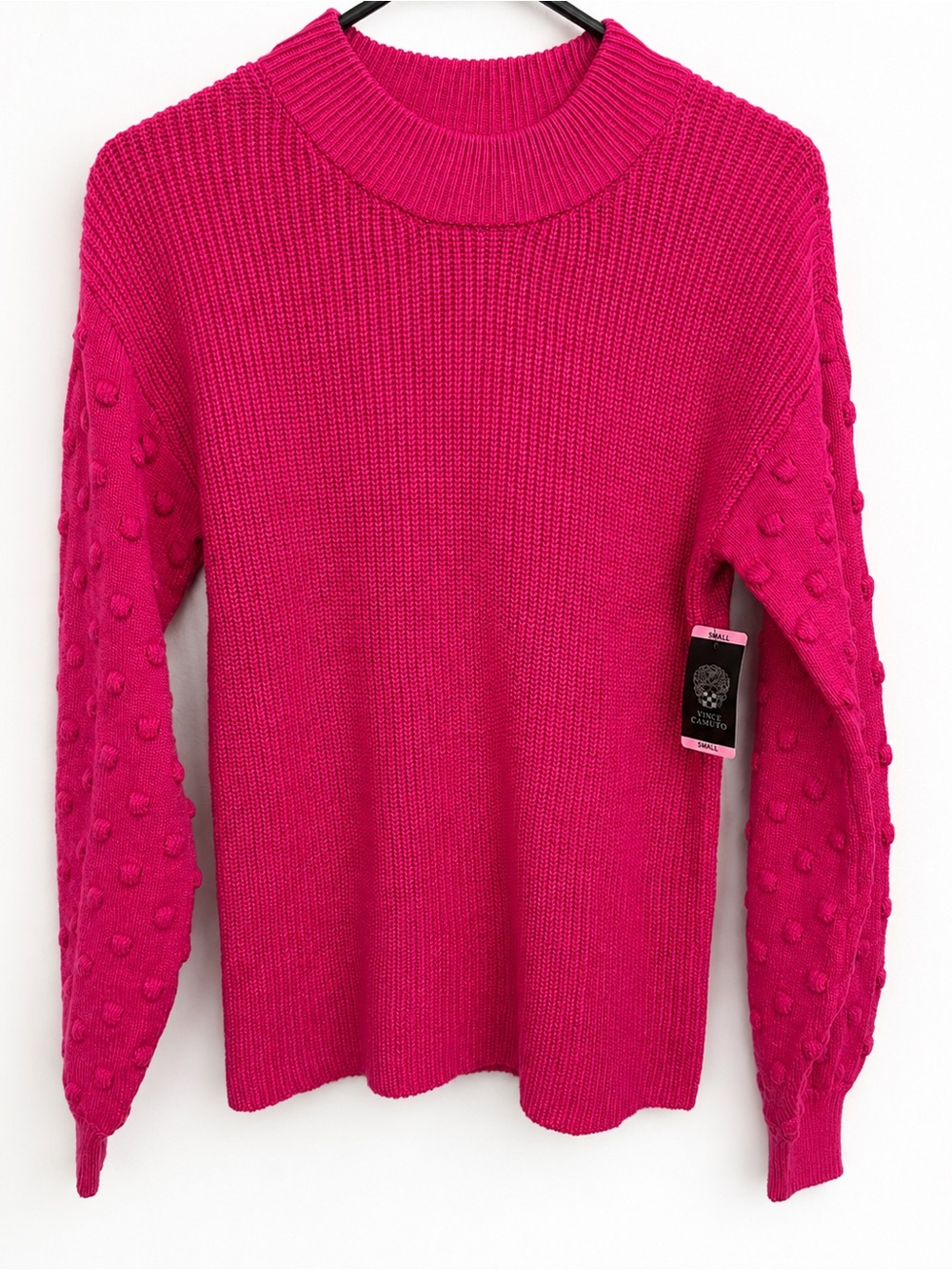 NWT Vince Camuto Hot Pink Bobble Sleeve Sweater Size Small